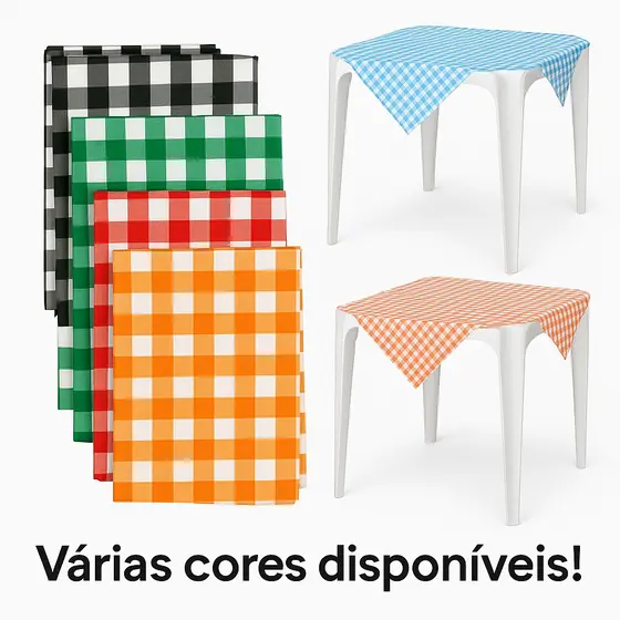 20 Toalhas de Mesa Xadrez Plástica Cobre Mancha 78x78CM Várias Cores Xadrez Quadriculado