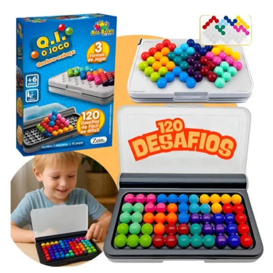 Quebra Cabeça 120 Desafios Brinquedo Educativo de Aumento Intelectual Qi Portátil Mini