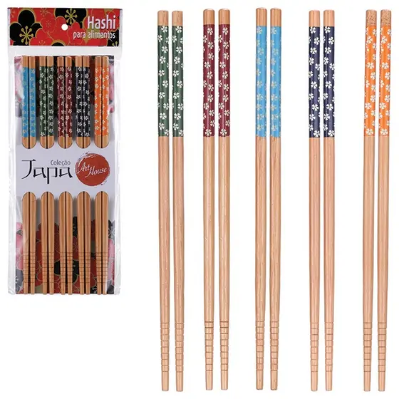 Hashi Kit Com 5 Pares em Bambu Reutilizável Comida Japonesa Palitinho