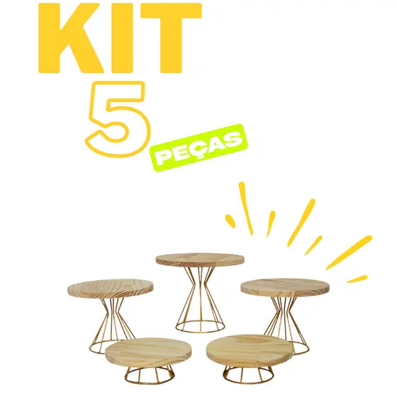 Kit Boleira e Doceiras 5 Peças Decoração Festas Aniversários Eventos