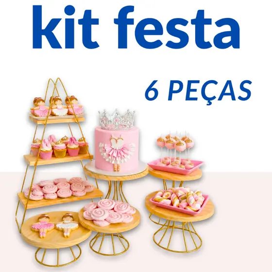 Kit Boleira Decoração de Festa com Escadinha 6 peças