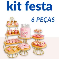 Kit Boleira Decoração de Festa com Escadinha 6 peças