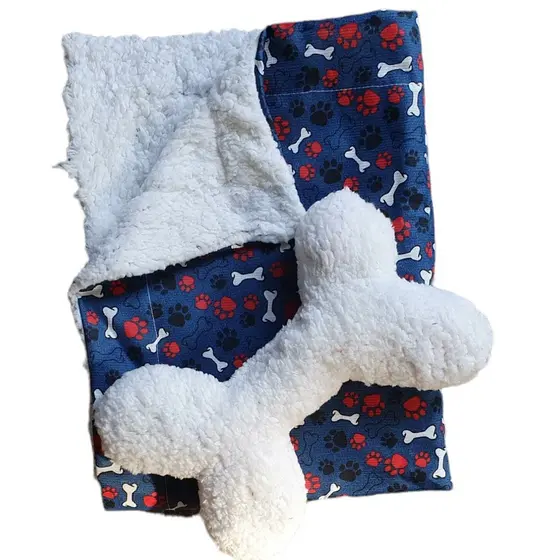 Manta P Sherpa Com Gorgurinho E Ossinho 52 x 42 cm Kit Pet Luxo