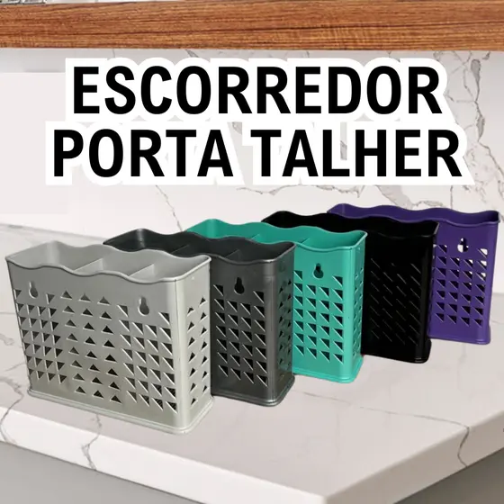 Organizador de Pia Escorredor Secador Porta Talher Plástico Vazado Com 3 Divisórias