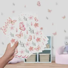 Adesivo De Parede Decorativo Borboletas Floral Raminhos Flores Delicadas