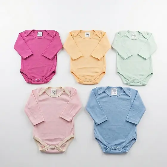 Body Bebê Manga Longa Liso cotton Confortável 0 a 9 Meses Enxoval Bebê