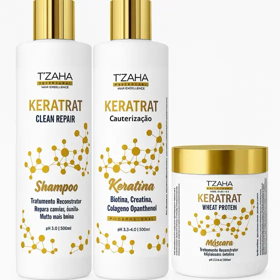Cabelo emborrachado nunca mais: Kit Keratrat Reconstrução Profissional