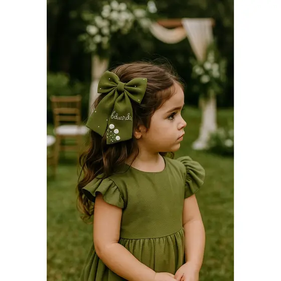 Laço daminha  infantil em tecido linho personalizado daminha ou abc menina infantil casamento