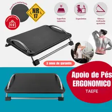 Apoio Para Pés Descanso Ergonômico Preto Com Regulagem de Inclinação Antiderrapante
