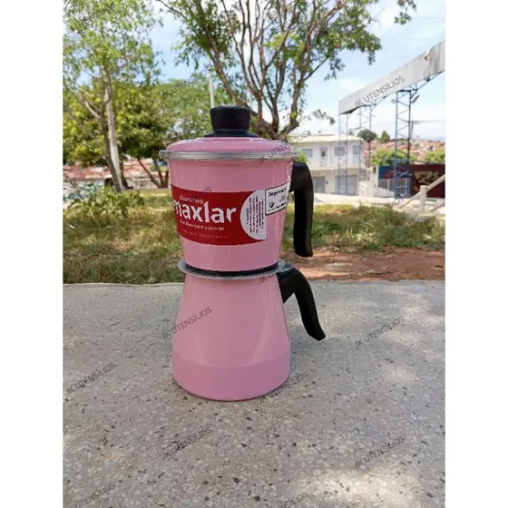 cafeteira de alumínio de 1,0L na cor rosa bebê alumínio de excelente qualidade