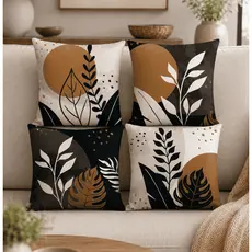 Kit 04 Capa De Almofada 45cm x 45cm Decorativa Modernas Folhagem Botânica