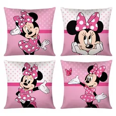 Kit c/ 4 Capas de Almofada Decorativas Modern Print 45x45 - Minnie Rosa Fofa