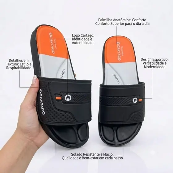Chinelo Slide Confort Cartago Masculino e Feminino Unissex lançamentos Confortável Pronta Entrega