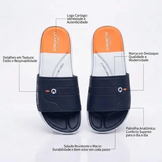 Chinelo Slide Confort Cartago Masculino e Feminino Unissex lançamento Super Confortável