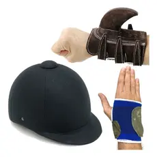 KIT Capacete Luva 5 Atacas Munhequeira Vaquejada Vaqueiro Abvaq Abqm