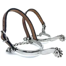 Espora Cavalo Vaquejada Doma Inox Abvaq Profissional Correia Marrom Par KLOPR