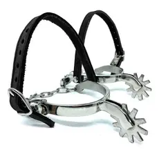 Espora Cavalo Vaquejada Inox Abvaq Profissional Correia Preto Par KLOPR