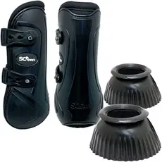 KIT Caneleira Luva Cloche Borracha Cavalo Vaquejada Hipismo