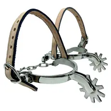 Espora Inox Cavalo Vaquejada Abvaq Profissional Correia Natural Par KLOPR