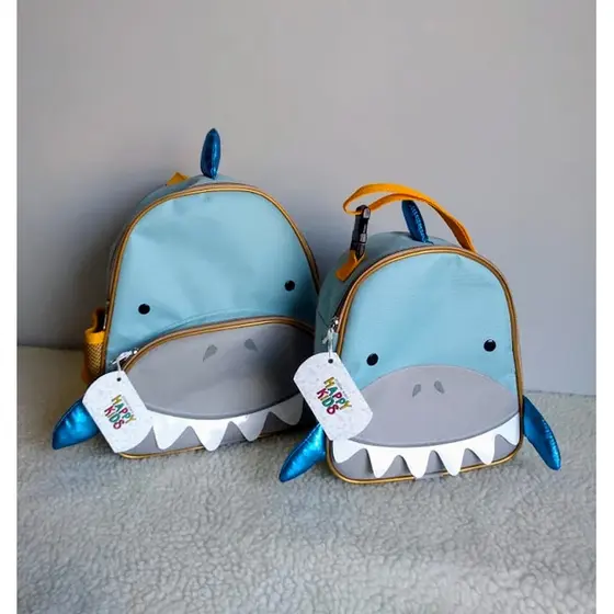 Mochila Infantil Mais Lancheira Térmica Tubarão Modelo Zoo