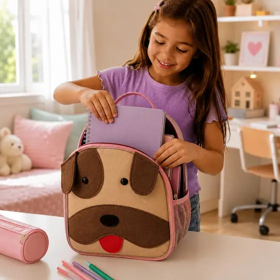 Lancheira Infantil Térmica Cachorrinho Zoo Escolar Lancheira de Mão Menino Menina Resistente Com Alça