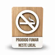 Placa de Sinalização Proibido Fumar em MDF 17x13cm Com Fita Dupla Face