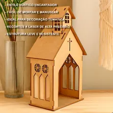 Oratório Capela Igreja Igrejinha Oração Decoração Provençal Pequena MDF Cru 19,5 cm