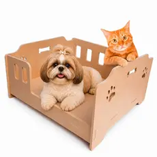 Caminha Pet Estilo Berço em Madeira 42x35 cm para Cachorro ou Gato com Encaixe Fácil Sem Parafuso e Design Decorativo