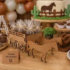 KIT 10 Cachepot Carroça Decorativa MDF com 2 Cavalos Centro de Mesa Festa Junina Aniversário