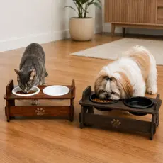 Comedouro Pet Elevado Com Tigela e Tampa Para Gato Cachorro Mdf Acabamento Premium Envio Imediato