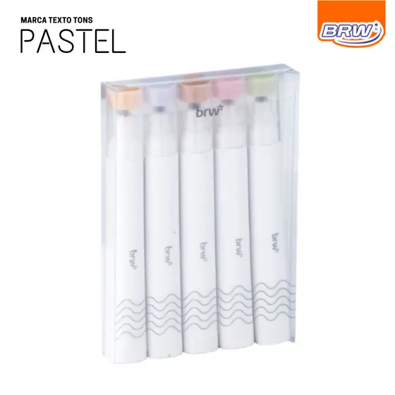 Marca Texto BRW Boho Ponta Flexível Cores Pastel c/ 5 Und