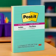Bloco Post-it® de Notas Super Adesivas 101x152mm 3 Cores c/ 270 fls