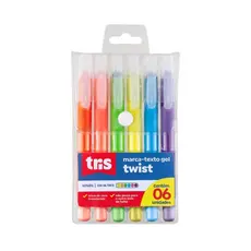 Marca Texto Gel p/ Bíblia e Vade Mecum TRIS Twist – 6 Cores Suaves, Não Mancha