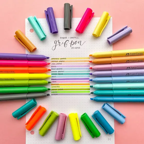Marca Texto Neon e Pastel da Faber-Castell Grifpen