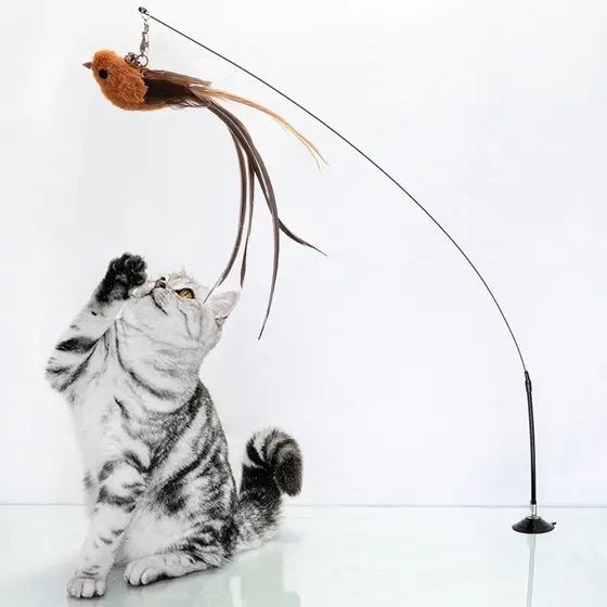 Interativo Brinquedo Simulador de Pássaro- Varinha para provocar e estimular gato