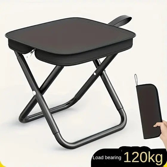 Banqueta Banquinho Dobrável Alumínio Camping C/ Bolsa Ziper