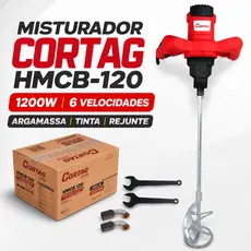 Misturador Elétrico Cortag HMCB-120 1200W 60L 6 Velocidades para Argamassa Tinta Rejunte 127V 220V