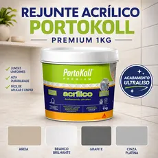 Rejunte Acrílico Portokoll Premium 1kg A+B Para Porcelanato Cerâmica Banheiro Cozinha Áreas Úmidas