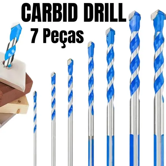 Kit 7 Brocas Diamantada Fura Tudo Carboneto Multimaterial