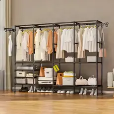 Guarda Roupa Desmontável Dobrável Aberto e Arara Organizador Closet Roupas e Sapatos 3 Prateleiras
