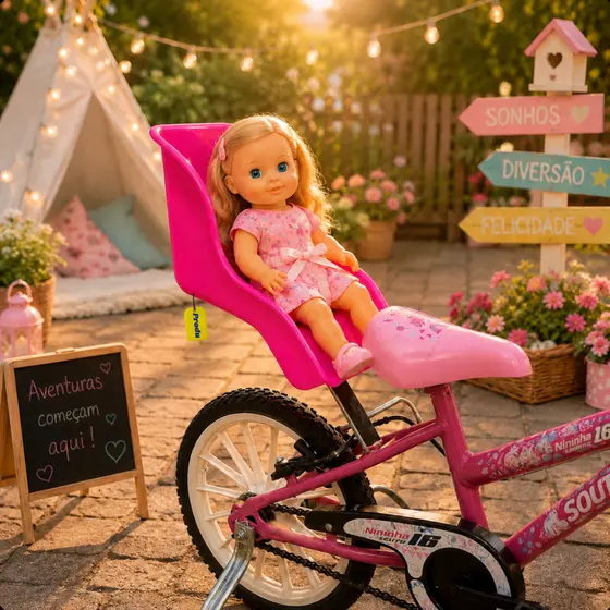 Cadeirinha De Boneca Pink Para Bicicleta De Aro 14/16/20