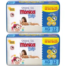 Kit com 2 Pacotes de Fraldas Descartável Turma da Mônica Baby Tecnologia Quatrosec Tamanho Xg