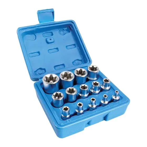 Jogo De Soquete Torx Fêmea 1/2, 3/8 E 1/4 14 Peças - Lisfer