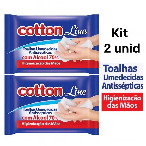 Lenços Umedecido Antissépticas Ál cool 70% - 02 Pacotes 48 Toalhas Cada