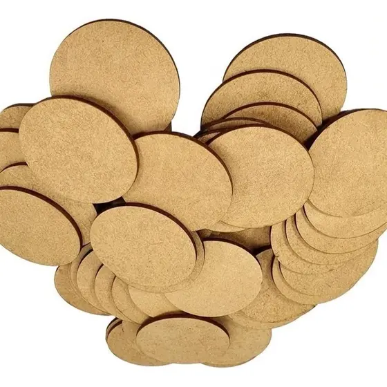 50un Bolachas 8cm Portacopo Mdf Cru Circulo Base Sousplat