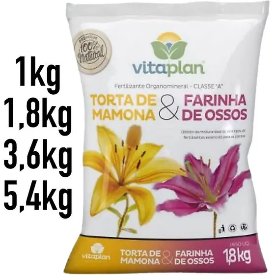 Fertilizante Torta de Mamona + Farinha de Osso c/ 1,8kg VITAPLAN