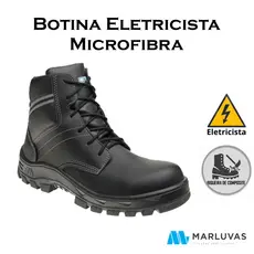Bota de Segurança Eletricista Microfibra Bico Composite Preto C/ Cadarço Marluvas