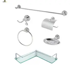 Kit de Inox para Banheiro com Porta Shampoo Canto L