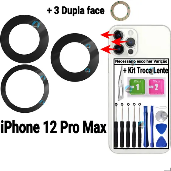 Lente da Câmera Para IPhone 12 Pro Max Vidro Da Câmera Traseira Vidrinho