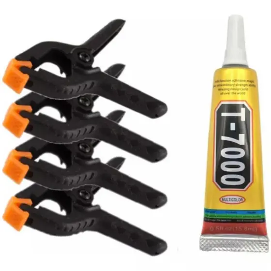 Kit Reparo Em Celular Troca De Tela Com Cola T7000 E 4 Grampos De Fixação Ideal Para Reparos Em Celulares Cola + grampos